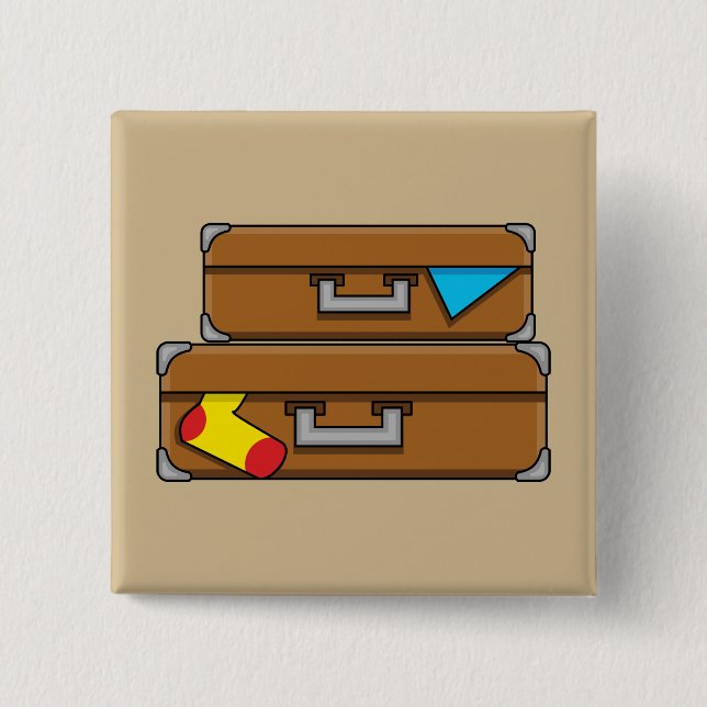 Cartoon Luggage 2 Inch Square Button (Front)