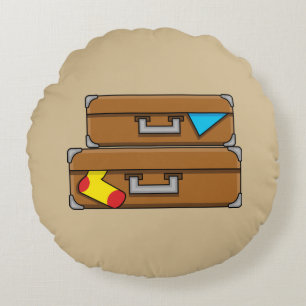 Cartoon Luggage Round Pillow