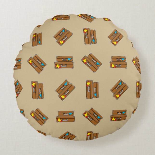 Cartoon Luggage Round Pillow (Front)