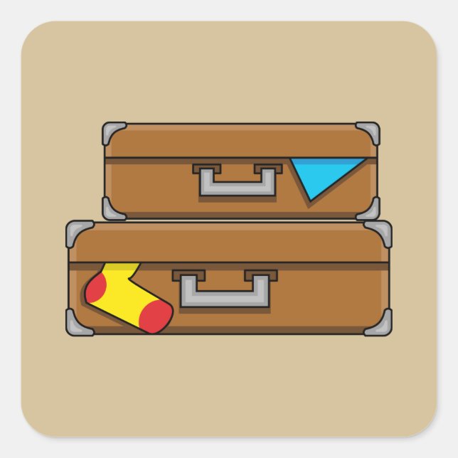 Cartoon Luggage Square Sticker (Front)