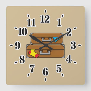 Cartoon Luggage Square Wall Clock