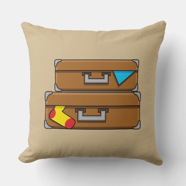Cartoon Luggage Throw Pillow (Front)