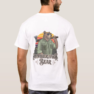 cartoon lumberjack bear with green shirt and axe