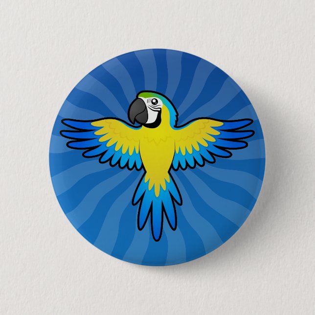 Cartoon Macaw / Parrot 2 Inch Round Button (Front)