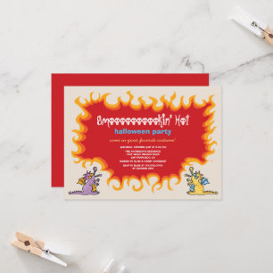 Cartoon Magic Dragons Breathe Fire Halloween Party Invitation