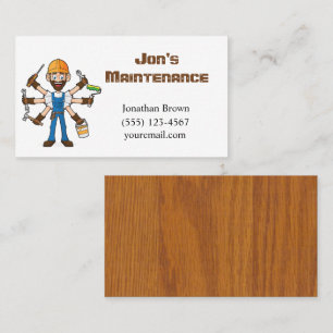 Cartoon Maintenance Repair Service Guy Business Card