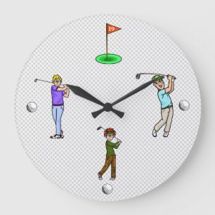 Cartoon Male Golfers Wall Clock
