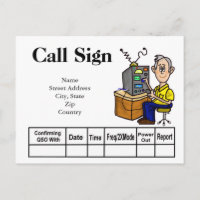 Cartoon Male Ham Operator QSL Card  Customize It!