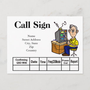 Cartoon Male Ham Operator QSL Card  Customize It!
