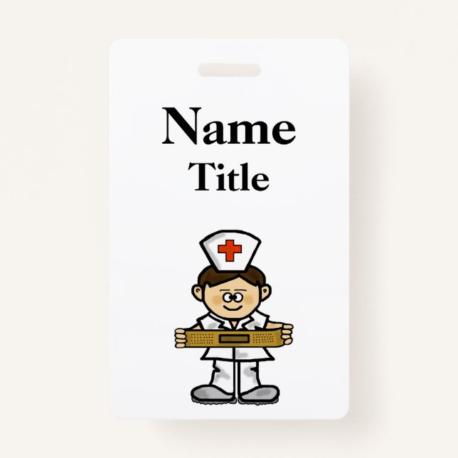 Cartoon Male Nurse Badge  Customize It! (Front)