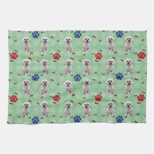 Cartoon Maltese Kitchen Towel (Horizontal)