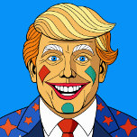 Cartoon Man Dartboard<br><div class="desc">A cartoon man with blonde hair with a clown face smiling wearing a suit.</div>