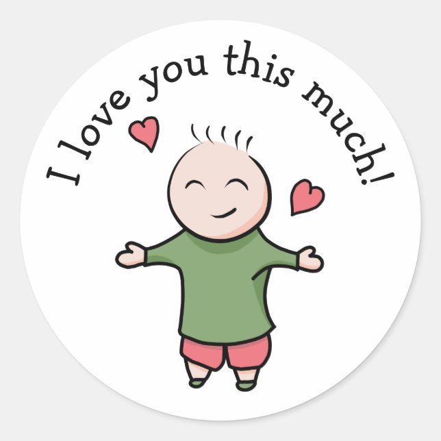 Cartoon Man I Love You This Much Classic Round Sticker (Front)