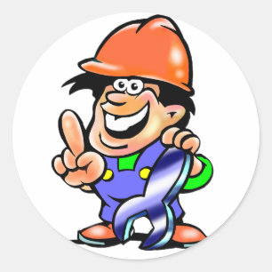 Cartoon Man In A Hard Hat Stickers