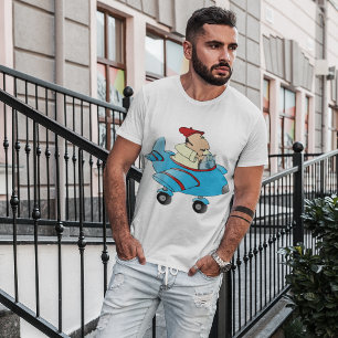 Cartoon Man In Airplane Mens T-Shirt