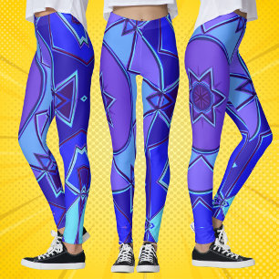 Cartoon Mandala Blue and Purple Leggings