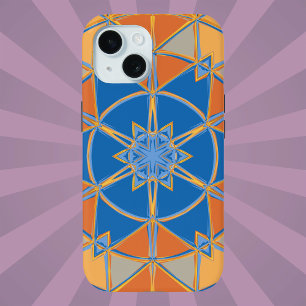 Cartoon Mandala Blue Orange and Yellow iPhone 15 Case