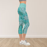 Cartoon Mandala Flower Blue and Green Capri Leggings<br><div class="desc">This funky mandala flower design features blue and green in a cartoon style. Trippy geometric visuals for the modern hippie or lover of vibrant colours!</div>