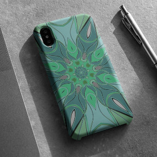 Cartoon Mandala Flower Blue and Green iPhone 11 Case