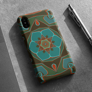 Cartoon Mandala Flower Blue and Orange iPhone 11 Case