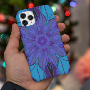 Cartoon Mandala Flower Blue and Purple iPhone 11 Case