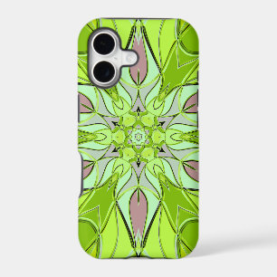 Cartoon Mandala Flower Green and Pink