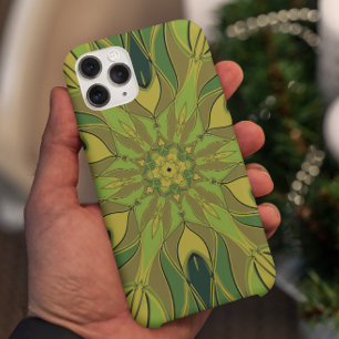 Cartoon Mandala Flower Green Yellow and Blue iPhone 11 Case