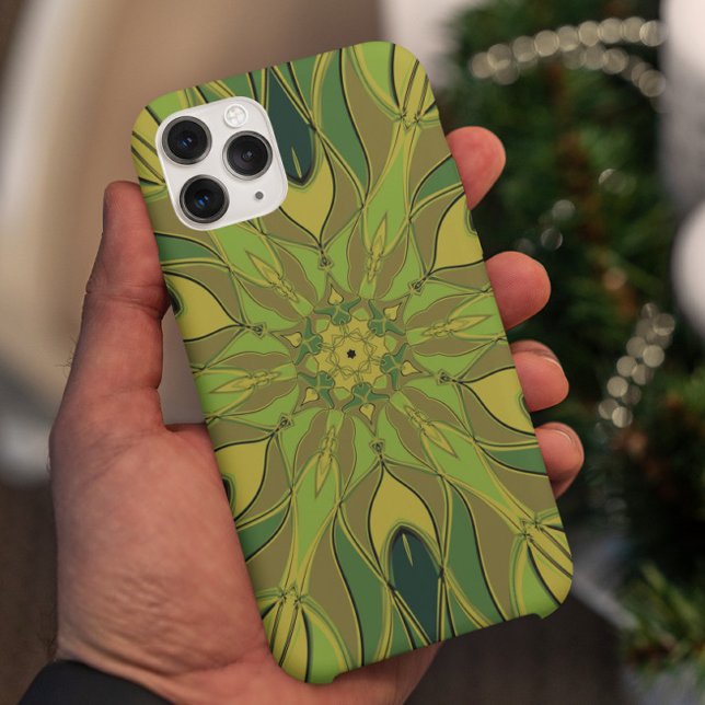 Cartoon Mandala Flower Green Yellow and Blue Case-Mate iPhone Case (Creator Uploaded)