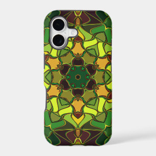 Cartoon Mandala Flower Green Yellow and Orange