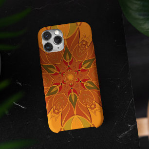 Cartoon Mandala Flower Orange and Red iPhone 11 Case