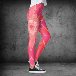 Cartoon Mandala Flower Pink Leggings