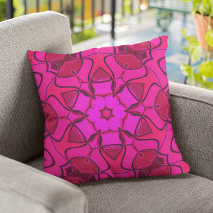 Cartoon Mandala Flower Pink Throw Pillow