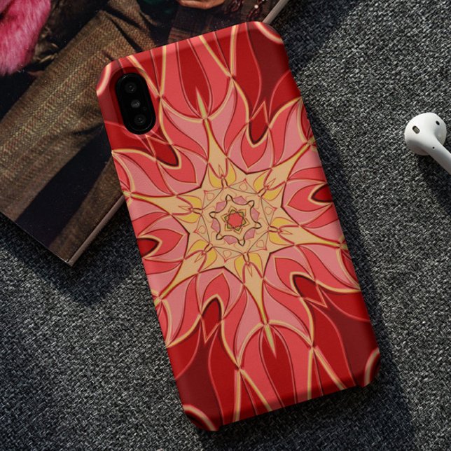 Cartoon Mandala Flower Red and Orange Case-Mate iPhone Case (Creator Uploaded)