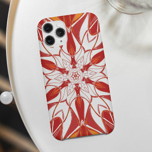 Cartoon Mandala Flower Red Orange and White iPhone 11 Case