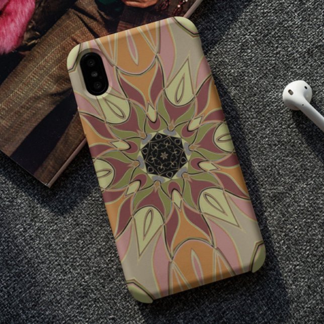Cartoon Mandala Flower Red Orange and Yellow Case-Mate iPhone Case (Creator Uploaded)