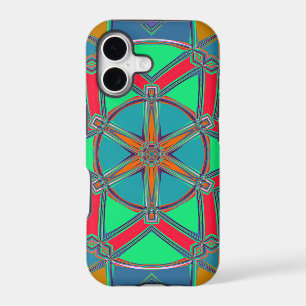 Cartoon Mandala Green Red and Blue