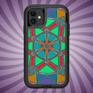 Cartoon Mandala Green Red and Blue OtterBox Defender iPhone 11 Case