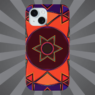 Cartoon Mandala Purple and Orange iPhone 15 Case