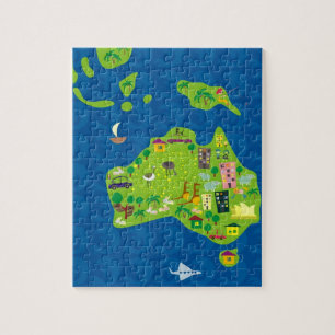 Cartoon Map of Australia and Oceania Puzzle