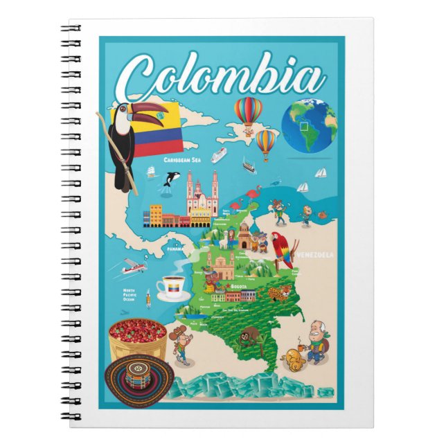 Cartoon Map of Colombia Notebook (Front)