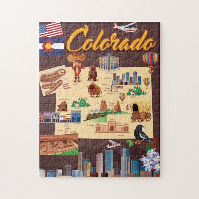 Cartoon Map of Colorado Jigsaw Puzzle (Vertical)