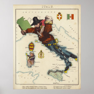 Cartoon Map of Italy (1868) Poster