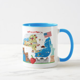Cartoon Map of New York State Mug