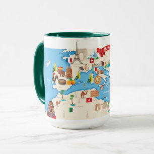 Cartoon Map of The Mediterranean Mug