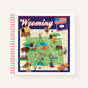 Cartoon Map of Wyoming Notebook