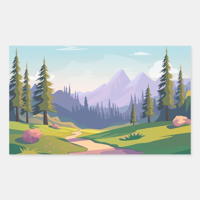 Cartoon Meadow Sticker (Front)