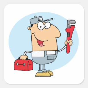Cartoon Mechanic Square Sticker