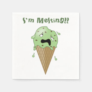 Cartoon Melting Ice Cream Cone (I'm Melting) Napkin