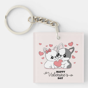 Cartoon mignon Bulldog Les amoureux des coeurs Sai