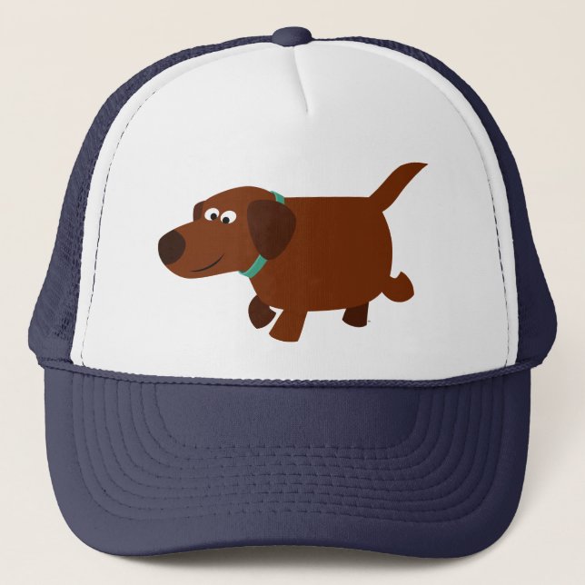 Cartoon mignon Chocolat Labrador Casquette (Devant)